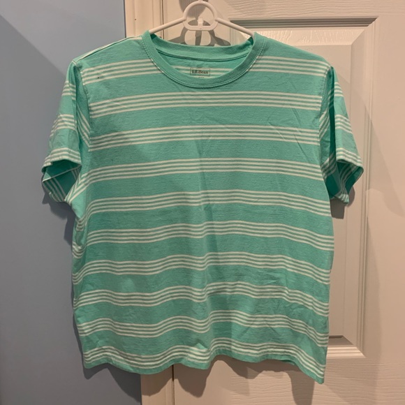 L.L Bean mint green striped tee - Picture 2 of 5